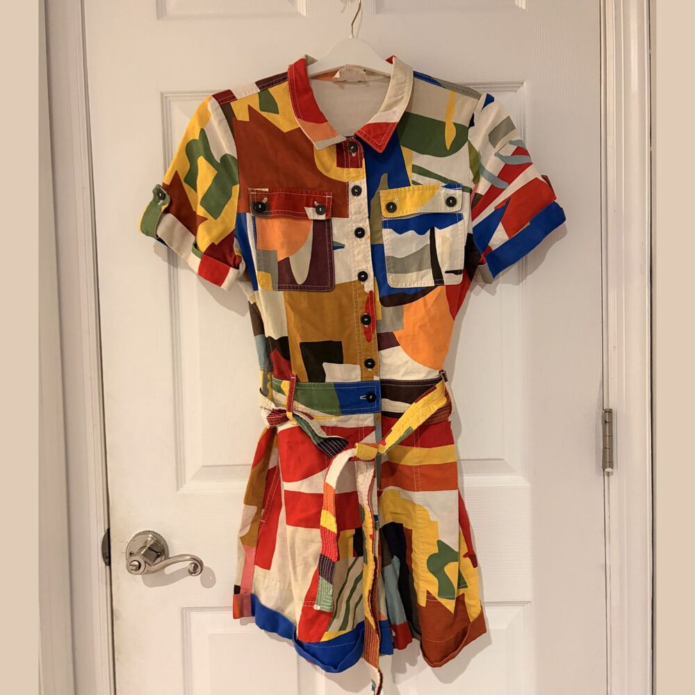 Limited Edition Multicolored Linen Cotton Safari Romper Sézane G Kero